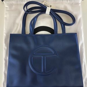 Telfar Medium Shopping Bag in HTF Cobalt Blue Metallic NEW WITH TAGS - I…